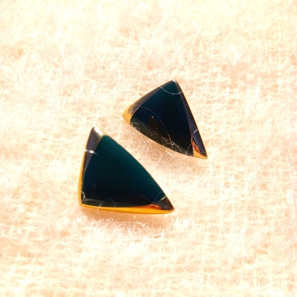 Vintage Gold and Green Clip on earrings - Picture 1 of 3